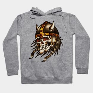 Vintage American Traditional Viking Skull Hoodie